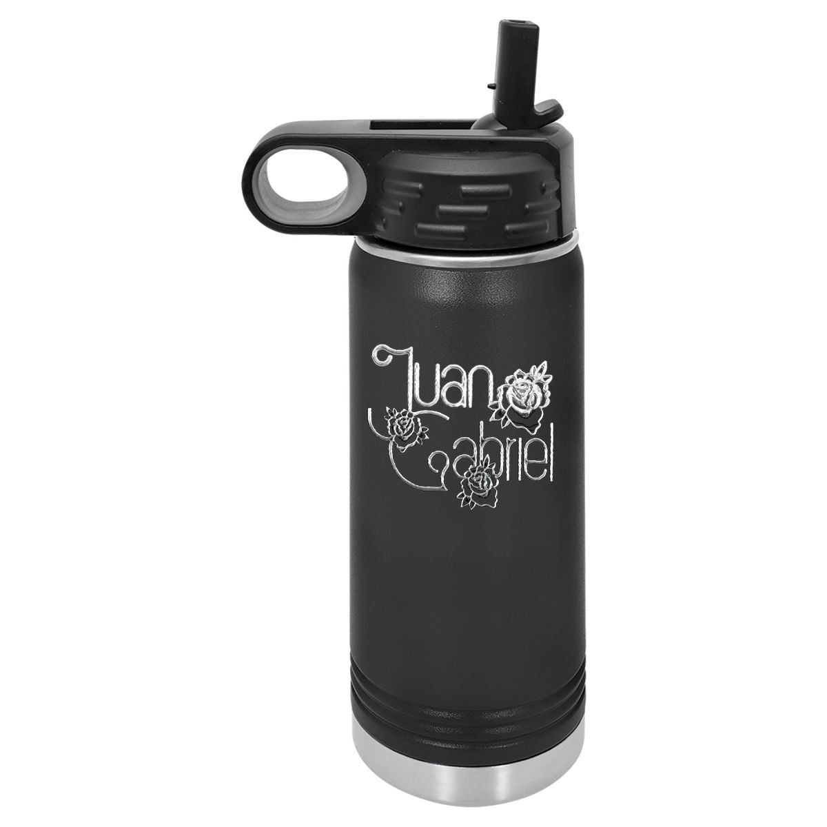 Botella de agua Polar Camel con rosas grabadas con láser