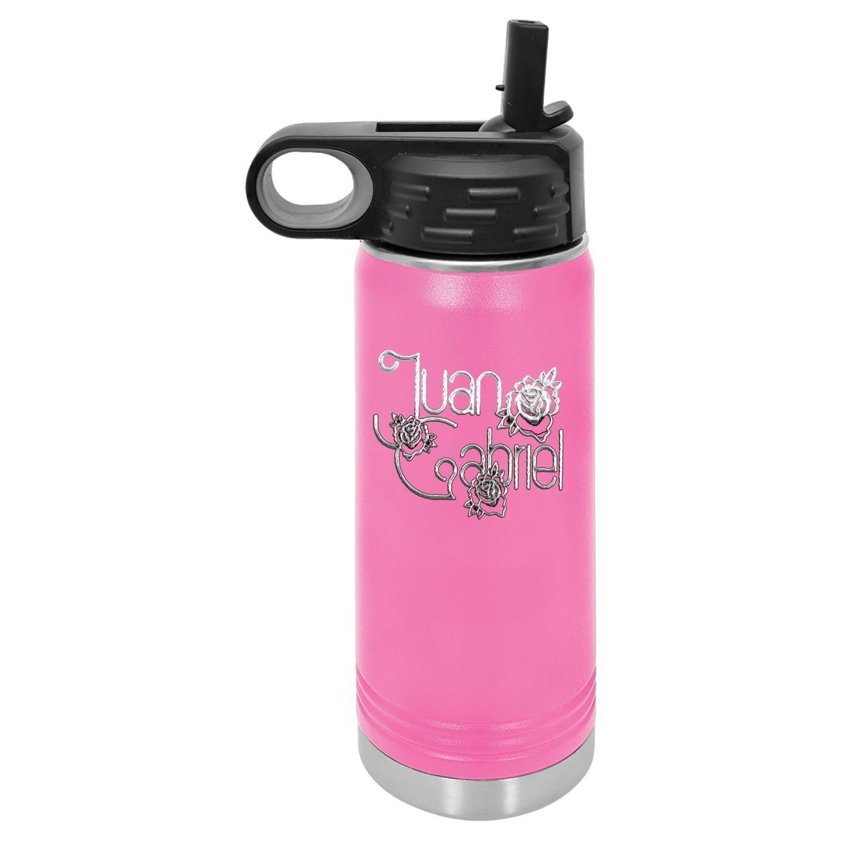 Botella de agua Polar Camel con rosas grabadas con láser