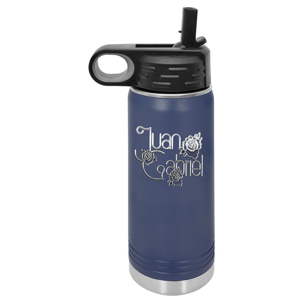 Botella de agua Polar Camel con rosas grabadas con láser