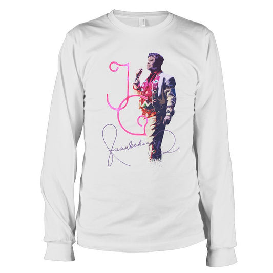 Camiseta de manga larga blanca con acuarela de Juan Gabriel