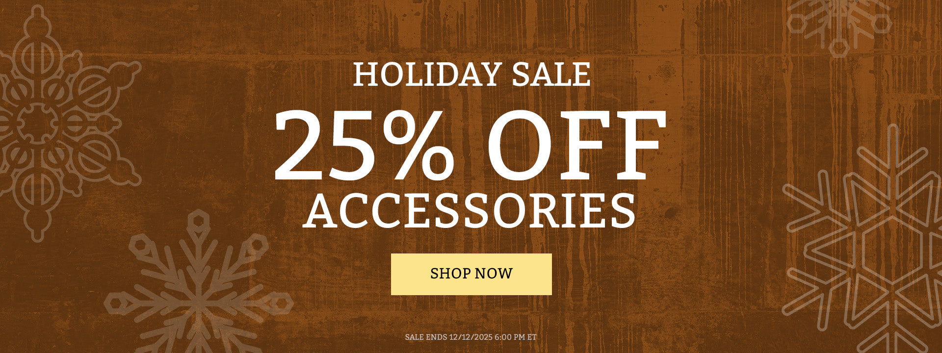 Holiday Sale 25% off accessories Shop now