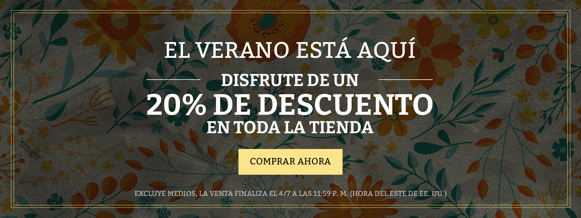 Rebaja de verano: ¡Hasta un 20% de descuento! ¡Compra ya! *Excluye medios. La oferta finaliza el 3/7 a las 23:59 ET.