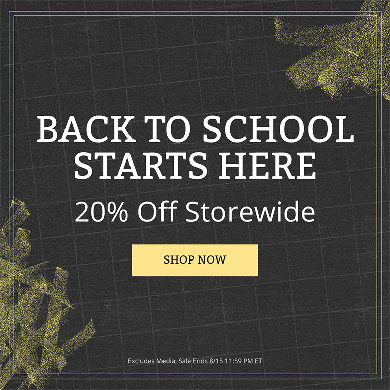 Back to school starts here. 20% off storewide. Excludes media. Sale ends 8/15 11:59 PM ET